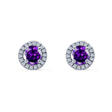 Wedding Stud Earrings Simulated Round CZ 925 Sterling Silver
