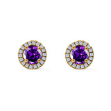 Wedding Stud Earrings Simulated Round CZ 925 Sterling Silver