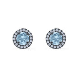 Wedding Stud Earrings Simulated Round CZ 925 Sterling Silver