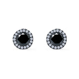 Wedding Stud Earrings Simulated Round CZ 925 Sterling Silver
