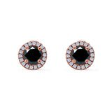 Wedding Stud Earrings Simulated Round CZ 925 Sterling Silver