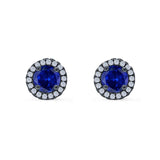 Wedding Stud Earrings Simulated Round CZ 925 Sterling Silver