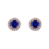 Wedding Stud Earrings Simulated Round CZ 925 Sterling Silver