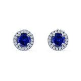 Wedding Stud Earrings Simulated Round CZ 925 Sterling Silver