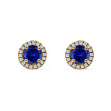 Wedding Stud Earrings Simulated Round CZ 925 Sterling Silver