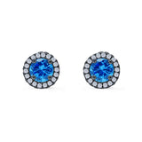 Wedding Stud Earrings Simulated Round CZ 925 Sterling Silver