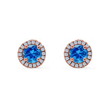Wedding Stud Earrings Simulated Round CZ 925 Sterling Silver