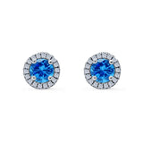 Wedding Stud Earrings Simulated Round CZ 925 Sterling Silver