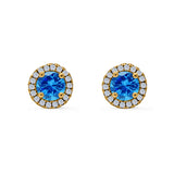 Wedding Stud Earrings Simulated Round CZ 925 Sterling Silver