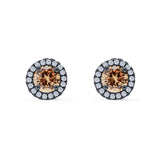 Wedding Stud Earrings Simulated Round CZ 925 Sterling Silver
