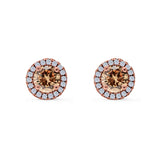 Wedding Stud Earrings Simulated Round CZ 925 Sterling Silver