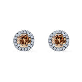 Wedding Stud Earrings Simulated Round CZ 925 Sterling Silver