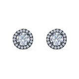 Wedding Stud Earrings Simulated Round CZ 925 Sterling Silver