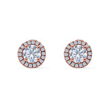 Wedding Stud Earrings Simulated Round CZ 925 Sterling Silver