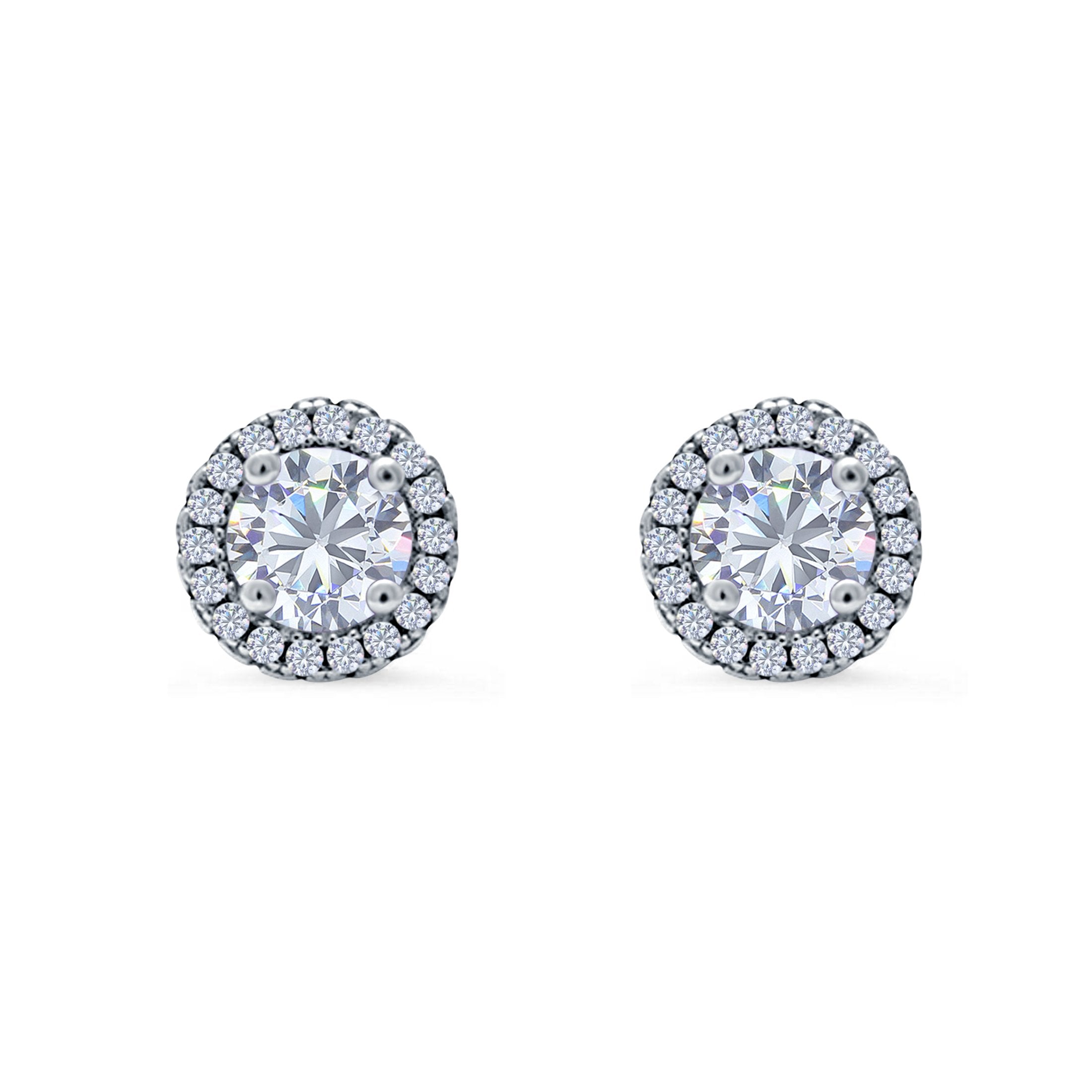 925 Sterling Silver Earrings Round CZ