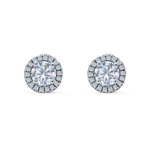 Wedding Stud Earrings Simulated Round CZ 925 Sterling Silver