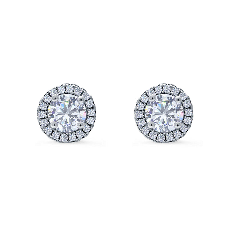 Wedding Stud Earrings Simulated Round CZ 925 Sterling Silver