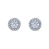 Wedding Stud Earrings Simulated Round CZ 925 Sterling Silver