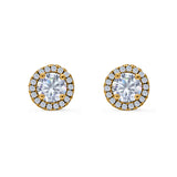 Wedding Stud Earrings Simulated Round CZ 925 Sterling Silver