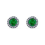 Wedding Stud Earrings Simulated Round CZ 925 Sterling Silver