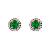 Wedding Stud Earrings Simulated Round CZ 925 Sterling Silver