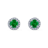 Wedding Stud Earrings Simulated Round CZ 925 Sterling Silver