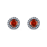 Wedding Stud Earrings Simulated Round CZ 925 Sterling Silver