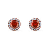 Wedding Stud Earrings Simulated Round CZ 925 Sterling Silver