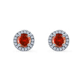 Wedding Stud Earrings Simulated Round CZ 925 Sterling Silver