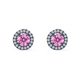 Wedding Stud Earrings Simulated Round CZ 925 Sterling Silver