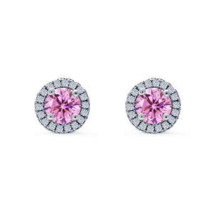 Wedding Stud Earrings Simulated Round CZ 925 Sterling Silver