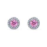 Wedding Stud Earrings Simulated Round CZ 925 Sterling Silver