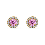 Wedding Stud Earrings Simulated Round CZ 925 Sterling Silver