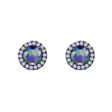Wedding Stud Earrings Simulated Round CZ 925 Sterling Silver