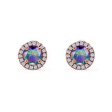 Wedding Stud Earrings Simulated Round CZ 925 Sterling Silver