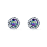 Wedding Stud Earrings Simulated Round CZ 925 Sterling Silver