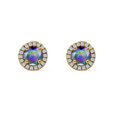 Wedding Stud Earrings Simulated Round CZ 925 Sterling Silver