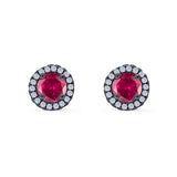 Wedding Stud Earrings Simulated Round CZ 925 Sterling Silver