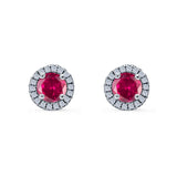 Wedding Stud Earrings Simulated Round CZ 925 Sterling Silver