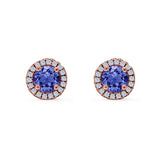 Wedding Stud Earrings Simulated Round CZ 925 Sterling Silver