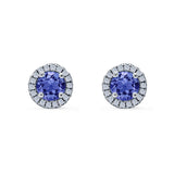 Wedding Stud Earrings Simulated Round CZ 925 Sterling Silver