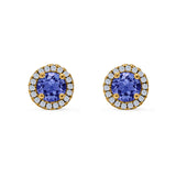 Wedding Stud Earrings Simulated Round CZ 925 Sterling Silver