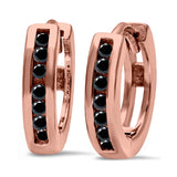Half Eternity Hoop Earrings Round Simulated CZ 925 Sterling Silver (11mm)