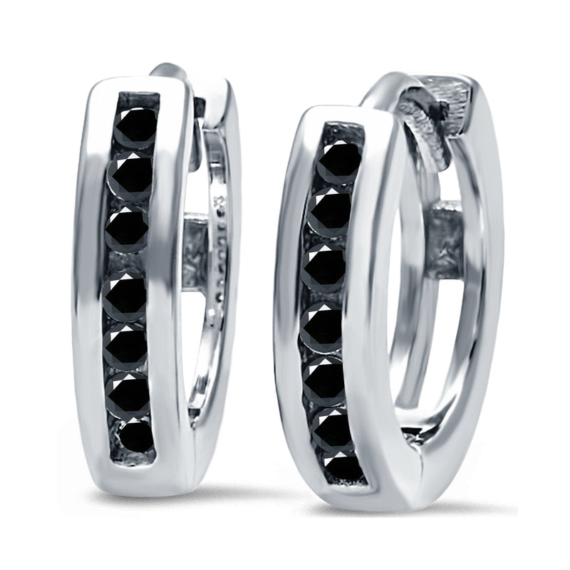 Half Eternity Hoop Earrings Round Simulated CZ 925 Sterling Silver (11mm)
