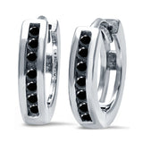 Half Eternity Hoop Earrings Round Simulated CZ 925 Sterling Silver (11mm)