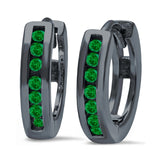 Half Eternity Hoop Earrings Round Simulated CZ 925 Sterling Silver (11mm)