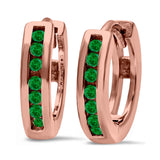 Half Eternity Hoop Earrings Round Simulated CZ 925 Sterling Silver (11mm)