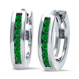 Half Eternity Hoop Earrings Round Simulated CZ 925 Sterling Silver (11mm)