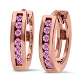 Half Eternity Hoop Earrings Round Simulated CZ 925 Sterling Silver (11mm)