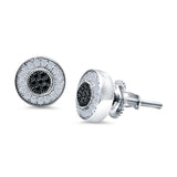 Micro Pave Stud Earrings Round Simulated CZ 925 Sterling Silver